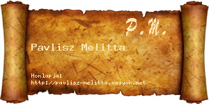 Pavlisz Melitta névjegykártya